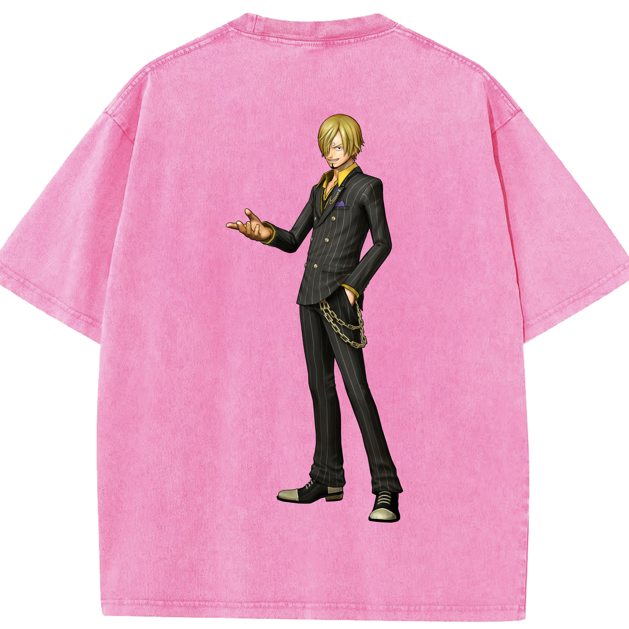 ワンピース サンジ ONE PIECE Sanji 綿100% ヴィンテージ風 半袖Tシャツ（背面プリント）